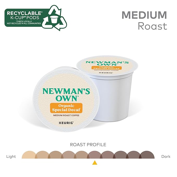Newman's Own Organics Special Blend Decaf Keurig Single-Serve K-Cup Pods, Medium Roast Coffee, 60 Count (6 Packs of 10)