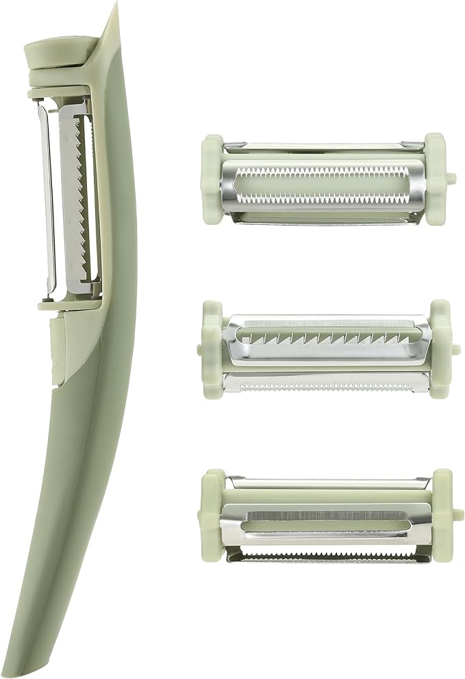Chef’s Path Tri-Blade Side Peeler – Stainless Steel Blade Fruit Peelers for Kitchen – Vegetable Slicer Kitchen Tool, Serrated, Julienne Peeler and Blemish Remover