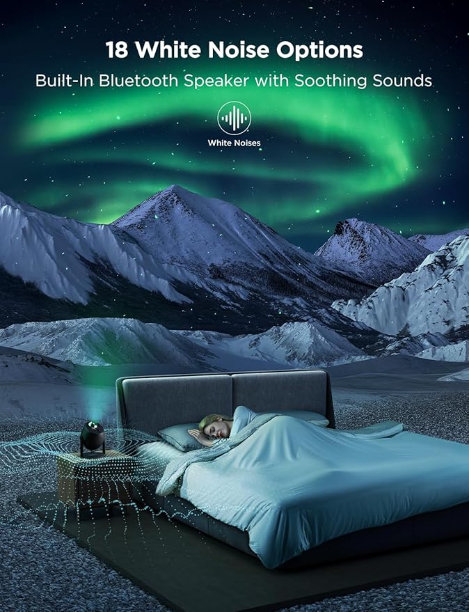 Govee Star Light Projector with 3 Aurora Flowing Effects, Works with Matter, Alexa and Google Assistant, 52 Scene Modes, 18 White Noise Options, LED Night Light Projector for Bedroom, Without Plug