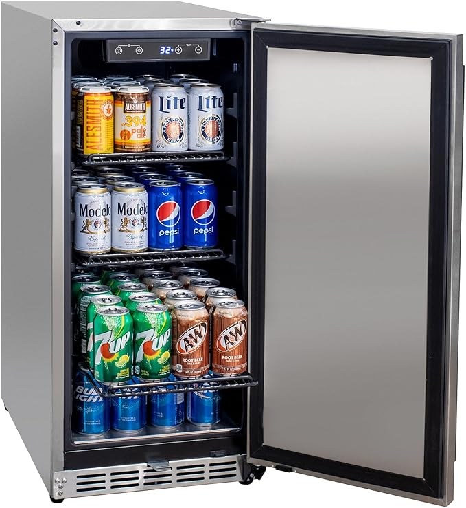 Kegco 15" Wide Built-In Outdoor Commercial Beverage Center with Solid Door HK-15BC-SS