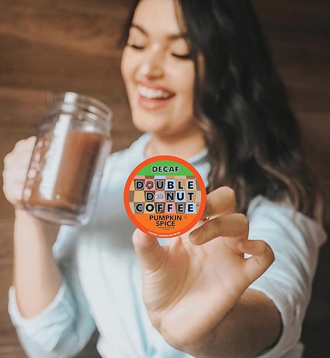 Double Donut Pumpkin Spice Medium Roast Flavored Decaf Coffee Pods for Keurig K-Cup Makers from Double Donut, 96 Capsules