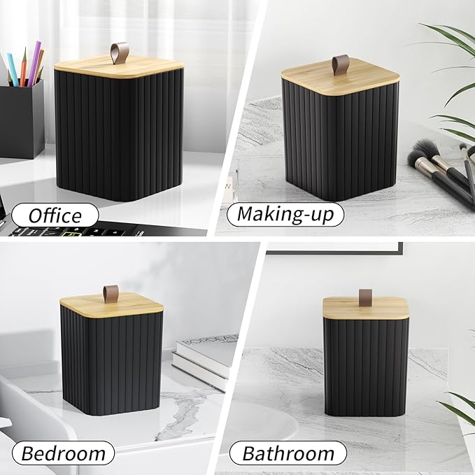 Bathroom Accessory Set - Black Bathroom Set, 12PC Bathroom Accessories Set, Black Bathroom Accessories Set, Mini Trash Can, Toilet Brush, Trash Can & Soap Dispenser