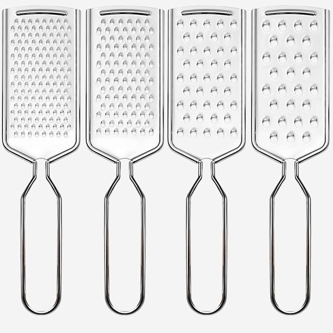 4 PCS Cheese Grater,Stainless Steel Cheese Shredder,Lemon Vegetable Slicer Food Shredde for Kitchen Gadgets(4-sided)