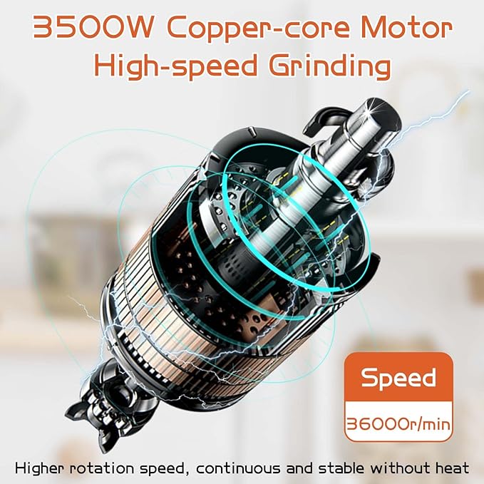 Electric Grain Mill Grinder 2000g Stainless Steel Pulverizer 36000r/min High-speed Grain Mill 3500W Dry Material Grinding Machine 270° swingable Superfine powder for Home and Commercial