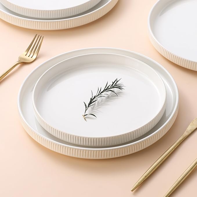Dinnerware Sets, 12 Pieces Stoneware Plates and Bowls Set, Reactive Glaze Ceramic Dishes Set Scratch Resistant, Kitchen Dinner Set Dishwasher & Microwave Safe, Service for 4