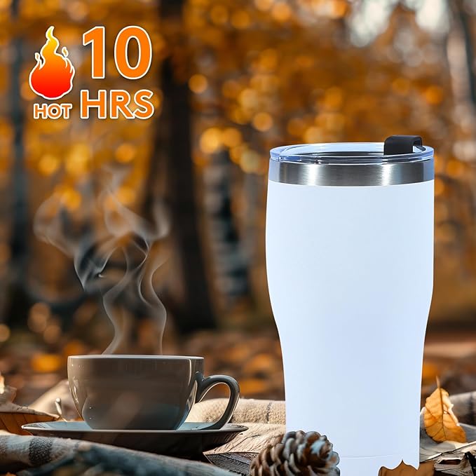 Dongni 20oz Tumbler with Lid Stainless Steel Tumblers Bulk, Double Wall Vacuum Insulated Coffee Travel Mug Powder Coated Tumbler（White 6 pack）