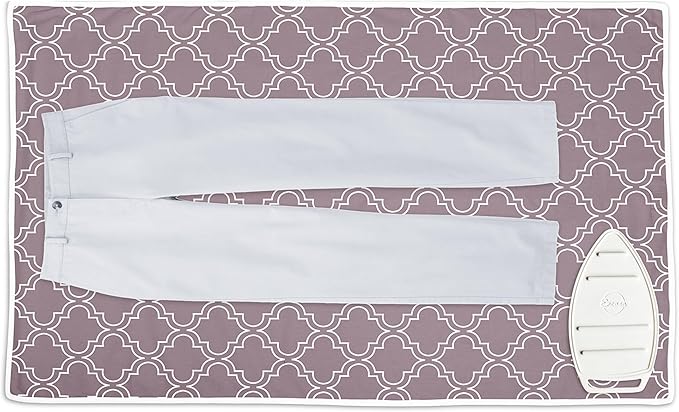 Encasa XO Ironing Mat/Pad (Large 48"x28") with 3mm Padding & Silicone Iron Rest for Steam Pressing on Tabletop or Bed - Heat Resistant, Portable, Quilting & Travel Blanket - Mauve Tiles
