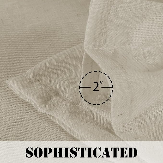 H.VERSAILTEX Linen Curtains Elegant Natural Linen Semi Sheer Curtains Energy Light Filtering Rod Pocket Window Treatments Panels for Living Room (Set of 2, Castle Wall, 52 inch W X 108 inch L)