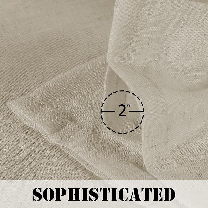 H.VERSAILTEX Linen Curtains Elegant Natural Linen Semi Sheer Curtains Energy Light Filtering Rod Pocket Window Treatments Panels for Living Room (Set of 2, Castle Wall, 52 inch W X 96 inch L)