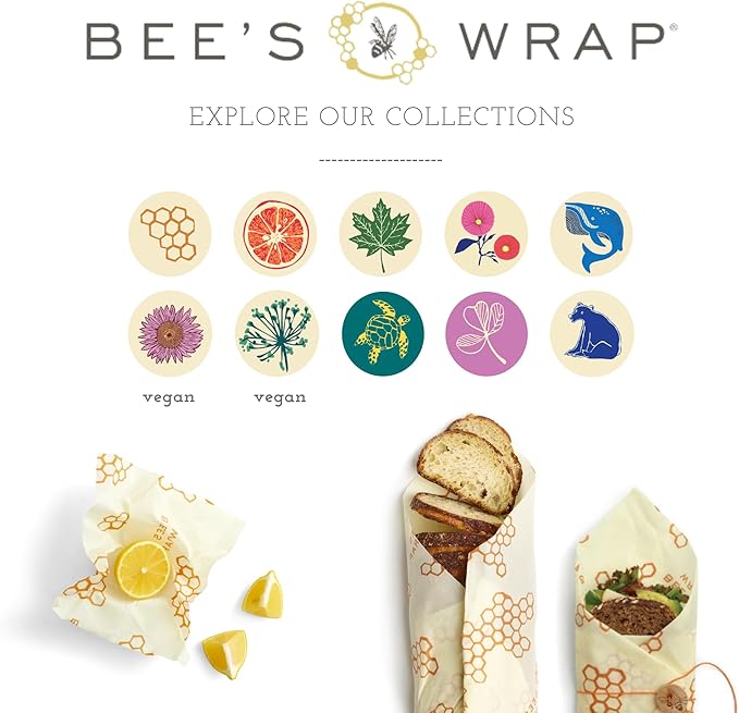 Bee's Wrap Beeswax Wraps for Food - Honeycomb Medium 3 Pack Made in USA Reusable & Organic Food Wraps, Sandwich Wrap & Bowl Covers - Eco-Friendly Alternative to Aluminum Foil & Plastic Wrap
