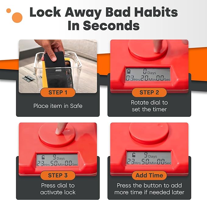 Kitchen Safe Time Locking Container (Medium), Timed Lock Box for Cell Phones, Snacks, and other unwanted temptations (Blue Lid + 5.5” White Base with Access Port)