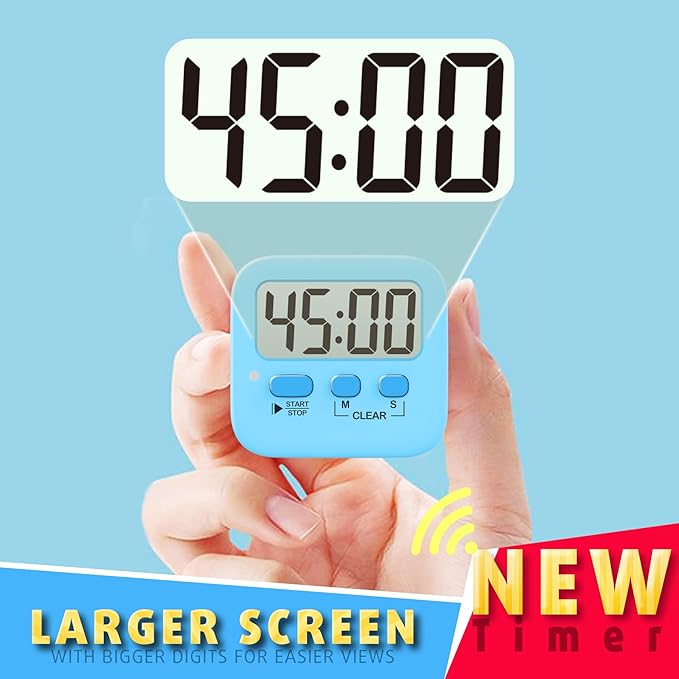 Antonki 2 Pack Digital Timer for Kids, Magnetic Countdown Kitchen Timers for Cooking, Egg, Classroom, Teacher, Exercise, Study, Oven - Battery Included