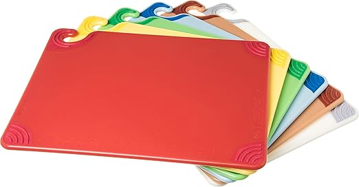 San Jamar Saf-T-Grip Plastic Cutting Board with Safety Hook, 15" x 20" x 0.5" (Set of 6)