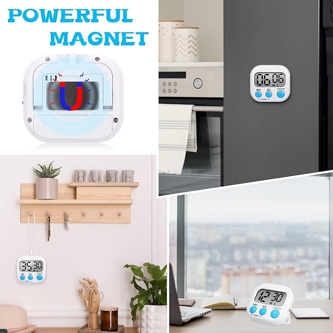 6 Pack Small Digital Timer Back to School for Cooking with 6 Pieces Lanyard Magnetic Back and On/Off Switch Second Minute Count up Countdown for Kitchen