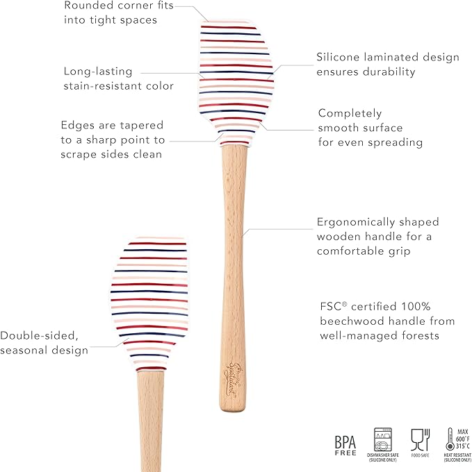 Tovolo Summer Stripes Spatulart Spatula, Kitchen Utensil for Food and Meal Prep, Baking, Mixing, Turning, and More