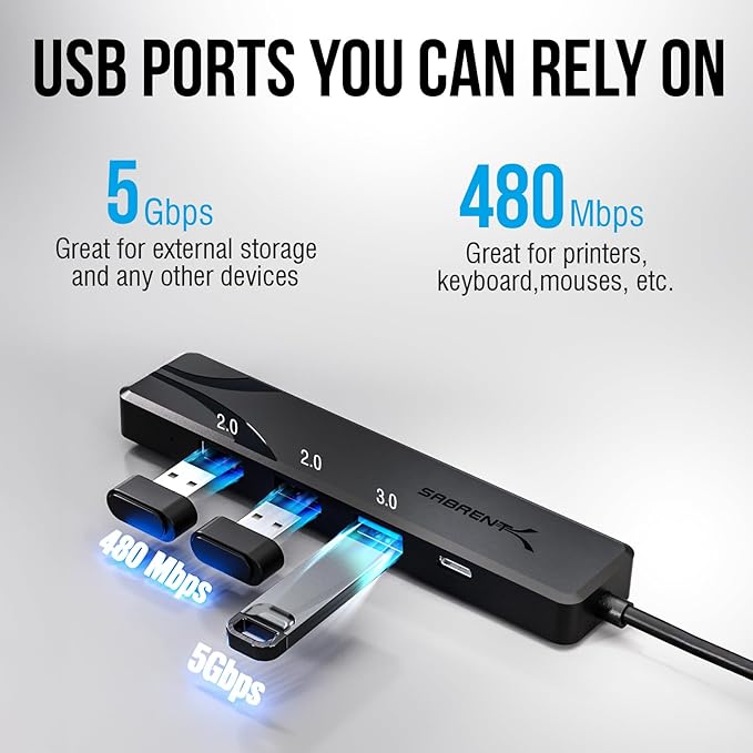 SABRENT USB-C Hub 5-in-1 with 4K HDMI, 100W PD Charging (Input Only), 1x USB 3.0, 2X USB 2.0 – No Data on USB-C Port – Compatible with MacBook, Windows, Linux (HB-TC5P)