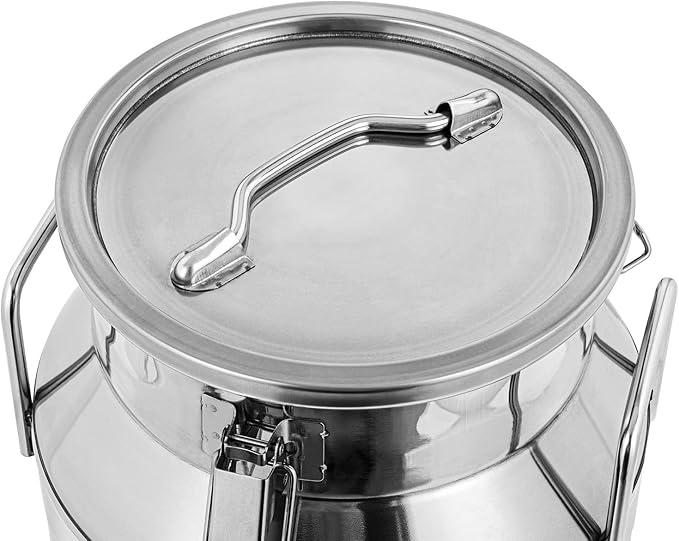 Milk Can Stainless Steel Containers with Lids Old Fashion Milk Jug Metal Bucket with Practical Handles, Sealed Bucket for Milk Water Wine Honey Oil Rice Tea Beans Grains (40L/10.57Gal)