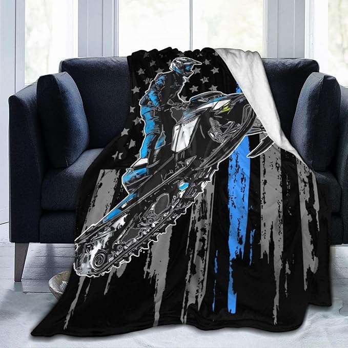 Snowmobile Blanket Gifts for Girls Boys Skiing Sports Throw Blankets Cozy Plush Fleece America Flag Flannel Fuzzy for Men Women 80"X60"