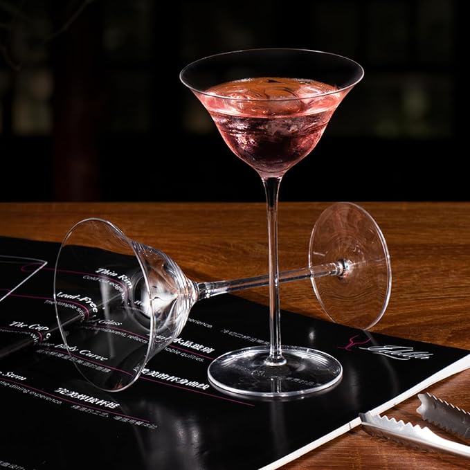KAMMAK Martini Glasses Set of 2, 4.23 oz Clear Crystal Cocktail Glasses with Stem, Reusable Cocktail Glassware for Wedding Birthday Party, Bar, Margarita, Whiskey, Gin, Tequila, CT2201