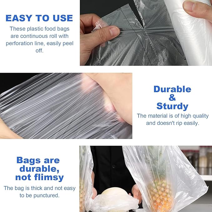 14x20 Plastic Bags on a Roll - Clear Bags for Produce, Bread and Pets - 2 Rolls of 350