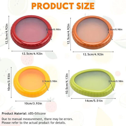 4 PCS Silicone Fruit and Vegetable Containers for Fridge, Reusable Fruit Storage Box, Silicone Food Storage Containers Set - (Green, Red, Yellow, Brown), Airtight Storage Box with Lid