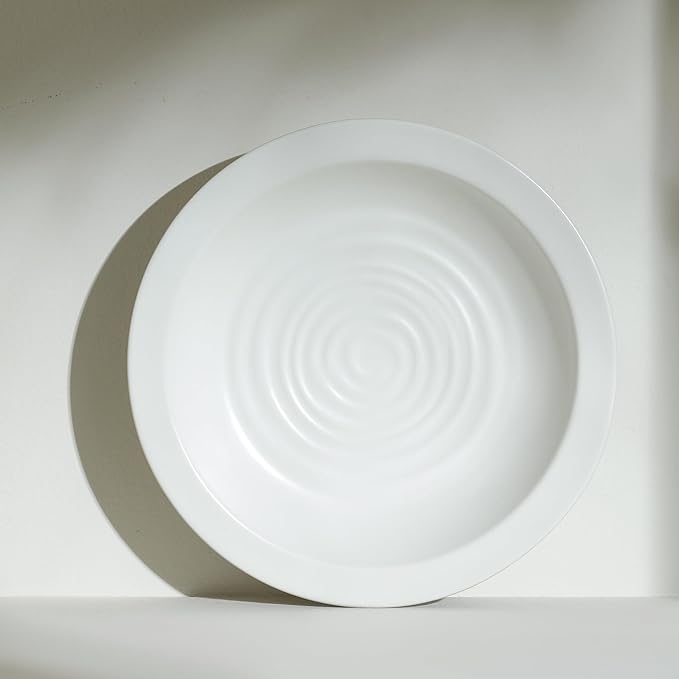 Stone Lain Orbit 12-Piece Dinnerware Set Stoneware, Plates and Bowls Set, Pasta Bowls, Microwave and Dishwasher Safe, Dish Set for 4, White