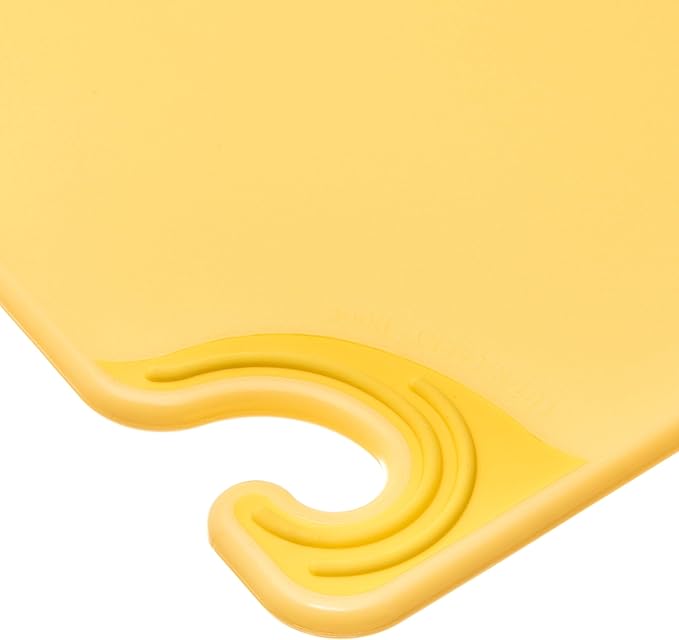 San Jamar Saf-T-Grip Plastic Cutting Board with Safety Hook, 15" x 20" x 0.5", Yellow, (Pack of 6)