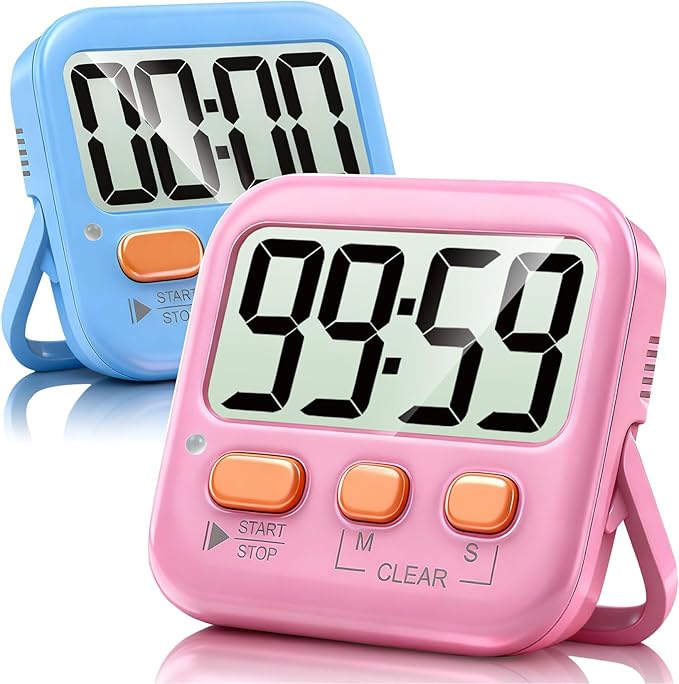 Antonki 2 Pack Digital Timer for Kids, Magnetic Countdown Kitchen Timers for Cooking, Egg, Classroom, Teacher, Exercise, Study, Oven - Battery Included