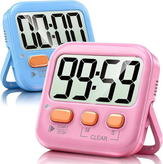 Antonki 2 Pack Digital Timer for Kids, Magnetic Countdown Kitchen Timers for Cooking, Egg, Classroom, Teacher, Exercise, Study, Oven - Battery Included