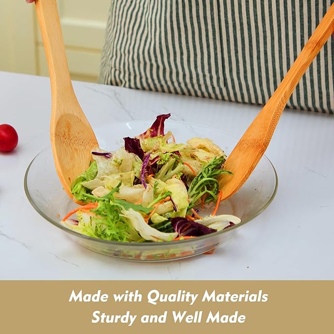 7 Pcs Wooden Spoons for Cooking, Natural Bamboo Utensil Set for Nonstick Pans & Cookware, Non Toxic, Easy Clean, Lightweight & Heat Resistant