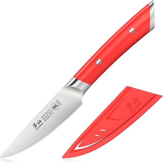 Cangshan HELENA Series German Steel Forged 3.5" Paring Knife with Sheath (Red)
