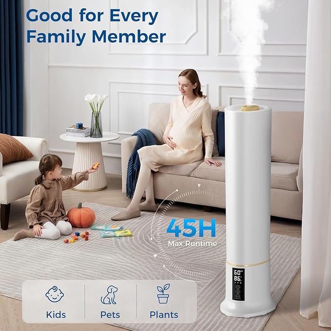 Humidifiers for Bedroom 9L Cool Mist with Essential Oil Diffuser, Humidifier Large Room, 24dB Quiet Air Humificador fit Baby Nursery & Plants, 360° Adjustable, Easy Fill & Cleaning