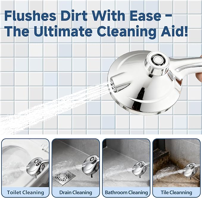Filtered Handheld Shower Head with Chlorine Filter - 10 High Pressure Spray Modes, Magnetic Mount, 71-Inch Hose, Water Saving & Easy Install (All Chrome)