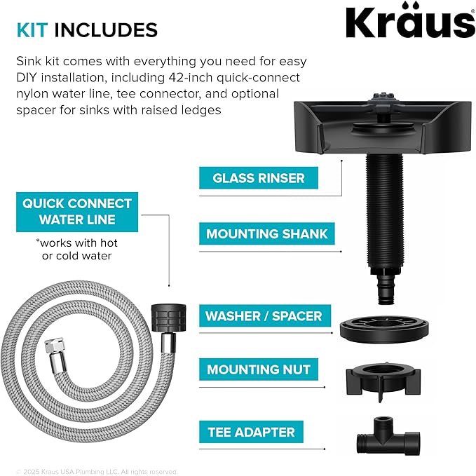 KRAUS CleanMate Glass Rinser for Kitchen Sink in Matte Black Color Finish, KGR-500MB