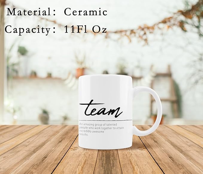 QUICQOD Team Gifts for Employees,Team Definition Ceramic Mug,Employee Appreciation Gifts for Coworkers Colleague Boss,Teamwork Thank You Gifts Christmas Birthday Thanksgiving White Coffee Mug,11 Oz