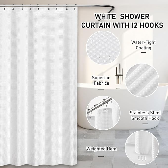 Bathroom Accessory Set - White Bathroom Set, 27PC Bathroom Accessories Set, Bathroom Sets with Shower Curtain and Rugs, Mini Trash Can, Toilet Brush, Trash Can & Soap Dispenser