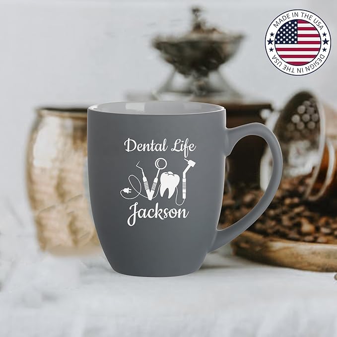 Personalized Dentist Gifts, 16oz Custom Coffee Mug with Engraved Name - Graduation Gift for Dental Student, Birthday Appreciation Gift for Dentist Assistant Hygienist Medical Graduate (Mug, Dentist)