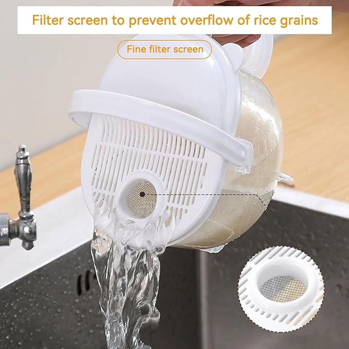 Rice Washer, Rice Cleaner Strainer Rice Washing Bowl Rice Colander Strainer with Handle for Kitchen