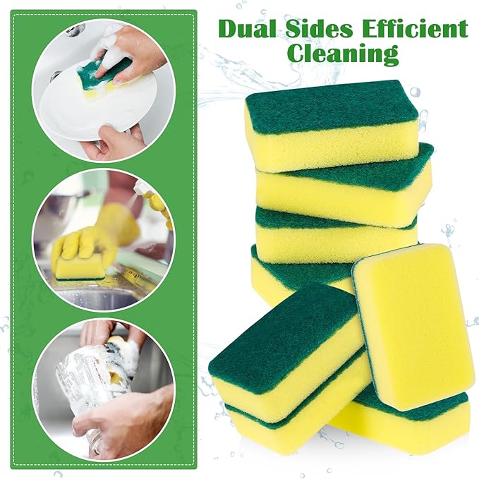 40 Pack Sponges Kitchen High Density Dish Sponges Scrub Sponge Multi-Surface Cleaning Scrubber Pad, Durable Dishwashing Sponge Bulk Cleaning Supplies for Washing Dishes, Home, Kitchen, Bathroom, Car