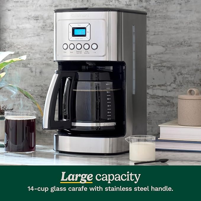 14 Cup Black/Stainless Steel Permanent Filter Coffee Maker, with Timer