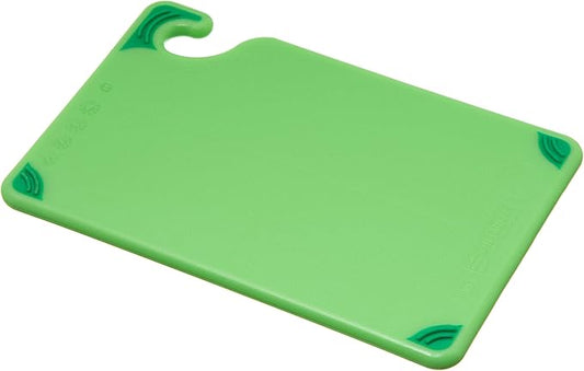 San Jamar Saf-T-Grip Plastic Cutting Board with Safety Hook, 6" x 9" x 0.375", Green, (Pack of 6)