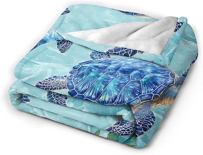 Sea Turtle Blanket Gifts for Girls Boys Ocean Turtles Throw Blankets Cozy Plush Fleece Flannel Fuzzy for Women Men Decor 80"X60"