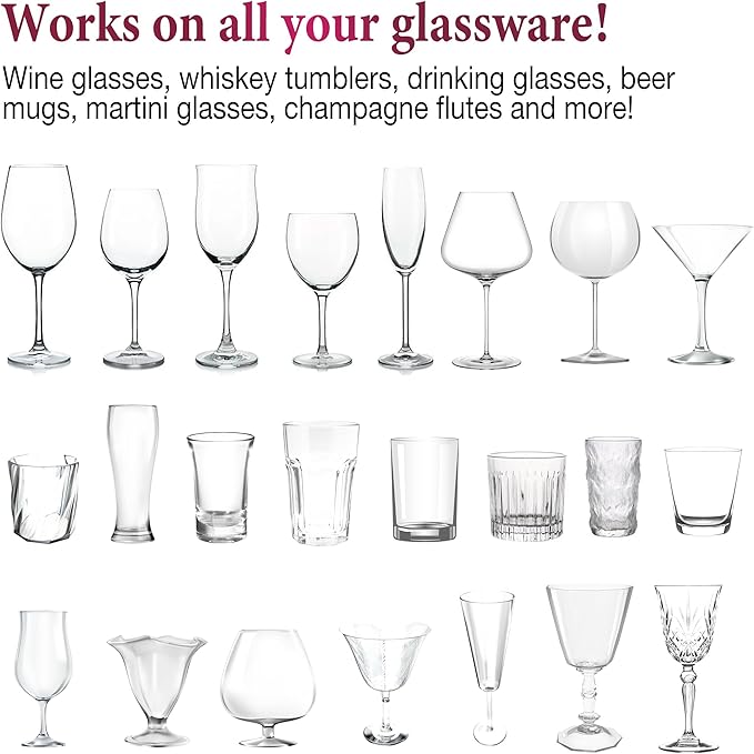 Home Glassware Polisher, World's First Affordable Spinning Glass Polisher, 600 RPM Dries and Polishes, All Glasses, Wine, Bar, Drinking, For Sparkling Glassware. Burgundy, Premium Painted