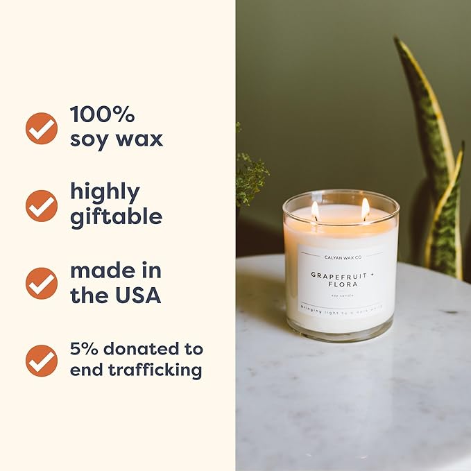 Calyan Wax Co. Cedar & Tobacco 2 Wick Scented Candle - 37 Hour Burn - Luxury Non Toxic Soy Wax Candles - Long Lasting Large Glass Jar Candle for Home - 8.8oz