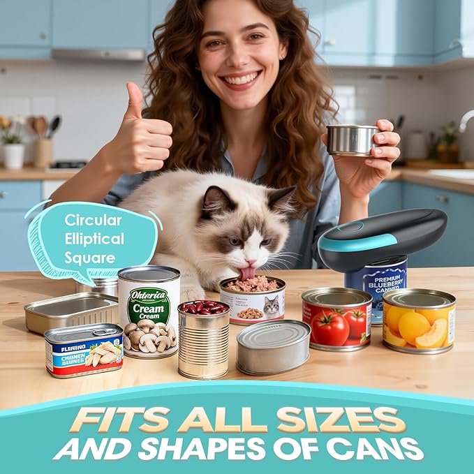 2025 Electric Can Opener, One Touch Automatic Can Opener Fits All Can Size, Handheld Smooth Edge Food Safe Can Openers Electric for Kitchen, Kitchen Gadgets Can Opener for Seniors, Arthritis and Chef