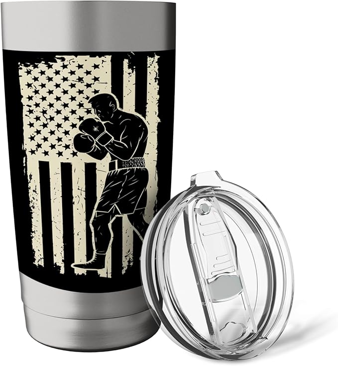American Flag Boxing Patriotic Boxer Stainless Steel Insulated Tumbler