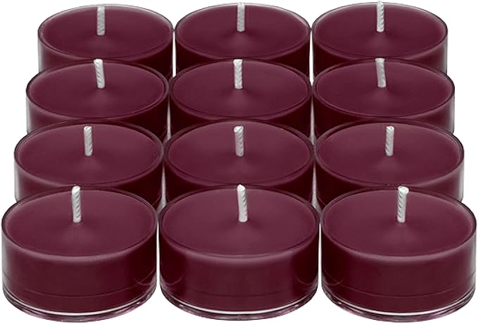PartyLite Gift Set of 12 Universal Tea Lights, Mulberry Scented, Notes of Black Currant, Sweet BlackBerry, Juicy Mulberry & Pomegranate, 4-6 Hour Burn Time, Luxurious & Rich, Perfect for Gifting