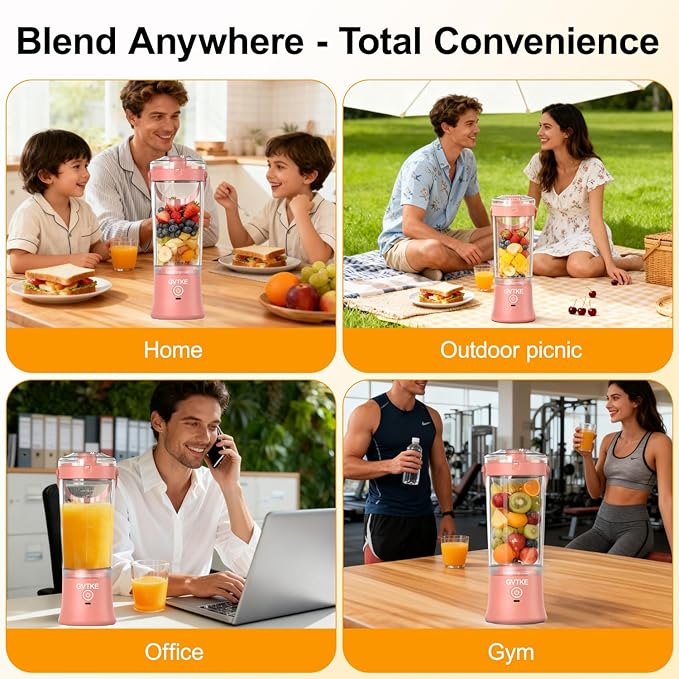 Portable Blender Dual Mode 18000RPM 20Oz Blending Cup Ice Crushing Smoothie Frozen Fruit Mini For Home Gym Travel(Pink)