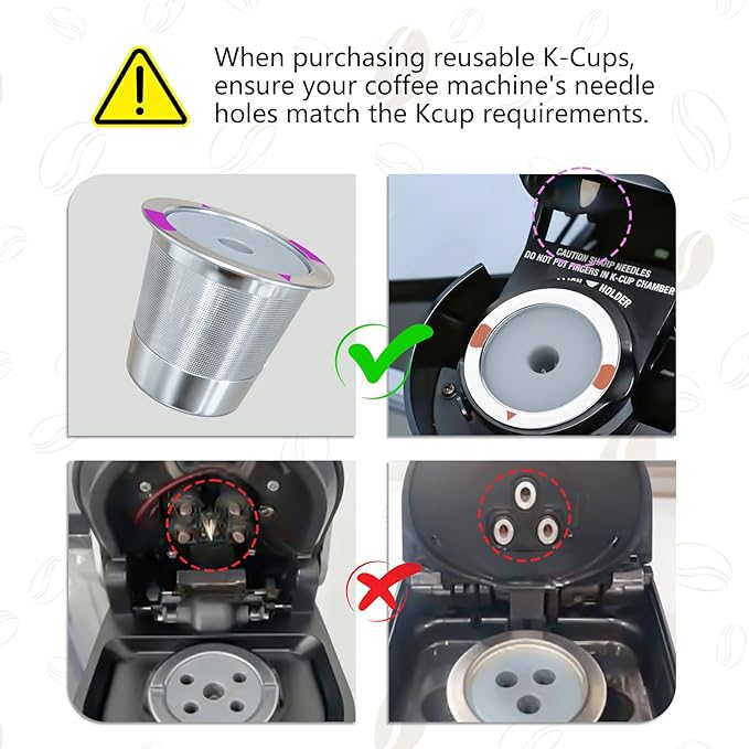 SHOUNAJIA 4 Pack Reusable K Cups Coffee for Keurig, Reusable Coffee Pods for Keurig Machine, 304 Stainless Steel Coffee Filter with Cleaning Brush, BPA-Free