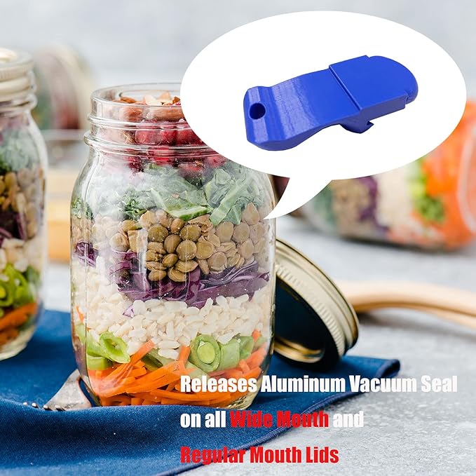 Canning Jar Opener, Mason Jar Opener Canning Tools for Releases Aluminum Vacuum Seal on all Wide Mouth and Regular Mouth Lids,Blue